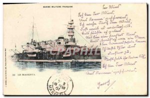 Old Postcard Boat Magenta