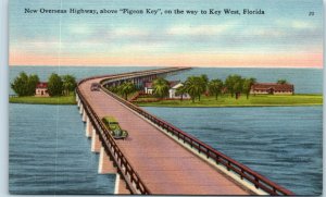 1940s New Overseas Highway Over Pigeon Key near Key West Florida Postcard