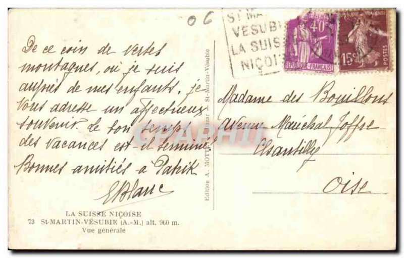 Saint Martin Vesubie - Vue Generale - Old Postcard