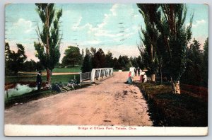 Toledo Ohio~View On Bridge Road Over Waterway @ Ottawa Park~PM 1914~Vtg Postcard
