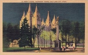 Night Scene Mormon Temple Salt Lake City Utah