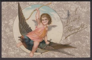 A Loving Thought Angel on a Bird (embossed) pm1908 ~ DB