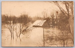 K50/ Rock Creek Ohio RPPC Postcard 1913 Barn Flood Disaster Ashtabula 528