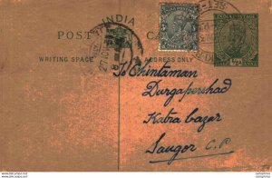 India Postal Stationery George V 1/2 A to Sangor