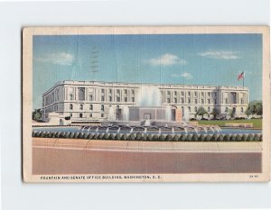 Postcard Fountain And Senate Office Building, Washington, District of Columbia