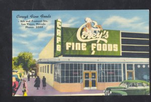 LAS VEGAS NEVADA COREY'S FINE FOODS RESTAURANT LINEN ADVERTISING POSTCARD