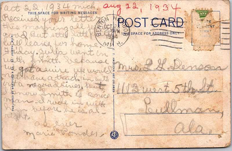 Postcard SHOPS SCENE Benton Harbor Michigan MI AL0705