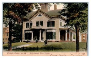 STOUGHTON, MA ~ CHICATAUBUT CLUB HOUSE 1907 Norfolk County  Postcard