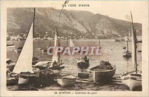 Old Postcard Menton Interior Harbor boats