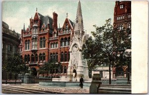 Public University Birmingham England Campus Building Fountain Postcard