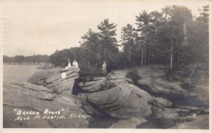 J83/ Ft Austin Michigan RPPC Postcard c1930 Broken Rocks  263