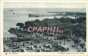 Old Postcard Royan squre Rotton and two piers