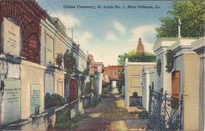 New Orleans LA, Old St. Louis Cemetery Number 1, Graves, 1930-45 Teich Linen PC