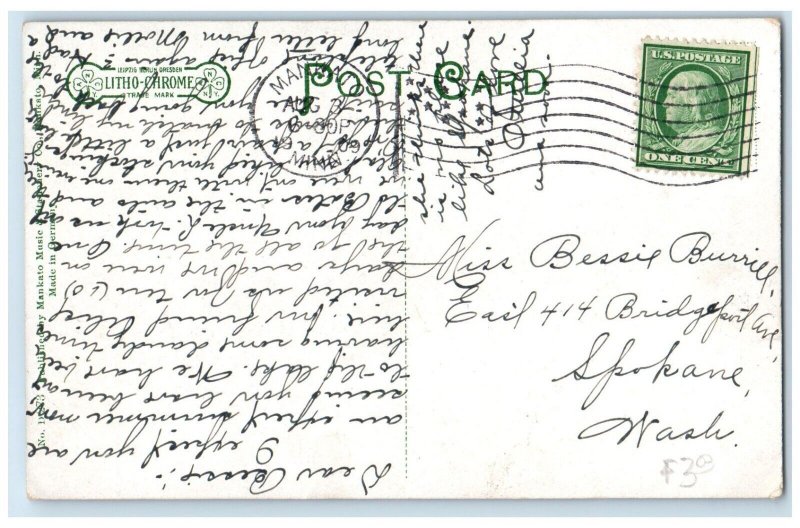 1909 Post Office Exterior Building Mankato Minnesota MN Vintage Antique Postcard