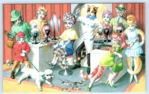 MAINZER DRESSED CATS Anthropomorphic WIGS & HAIR SALON  #4982 Turkey Postcard