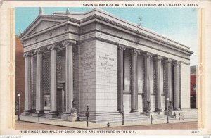 Savings Bank of Baltimore , Baltimore & Charles Streets , BALTIMORE , Marylan...