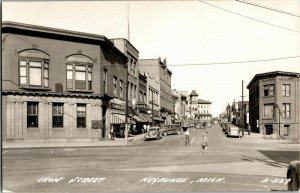 RPPC View of Iron Street, Negaunee MI c1947 Vintage Postcard A72