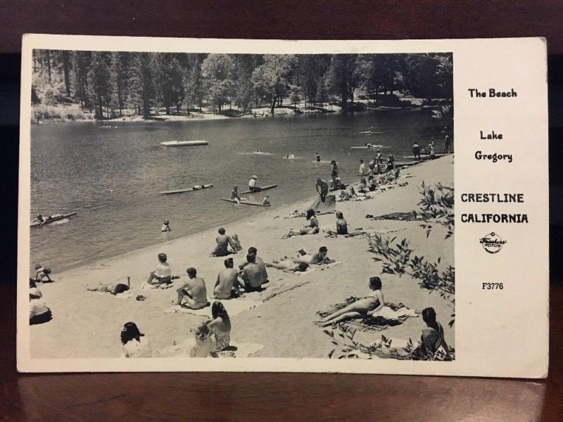 RPPC 1950s The Beach, Lake Gregory, Crestline, California by Frashers Z3