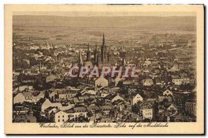 Old Postcard Blick von Wiesbaden Biestadter of Hohe aud die Marktkirche