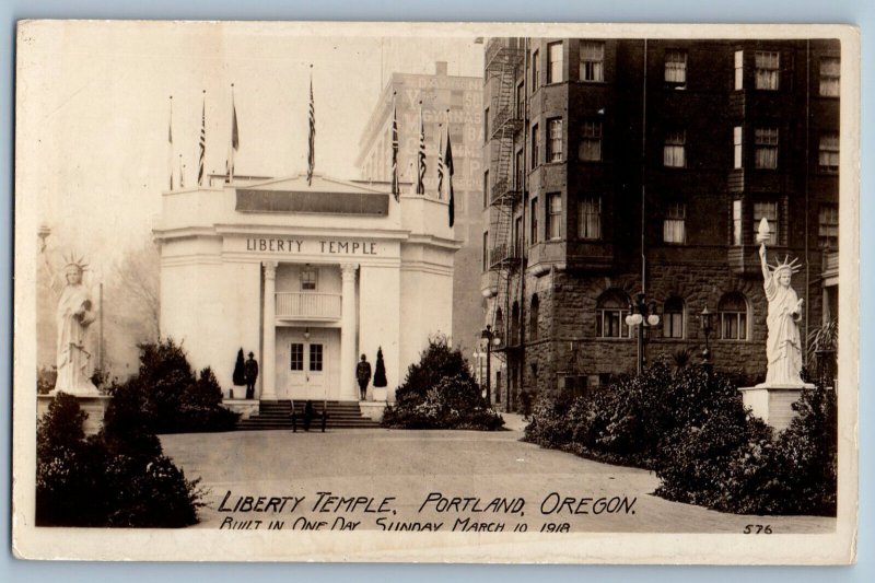 Portland Oregon OR Postcard Liberty Temple 1918 Antique Unposted RPPC Photo