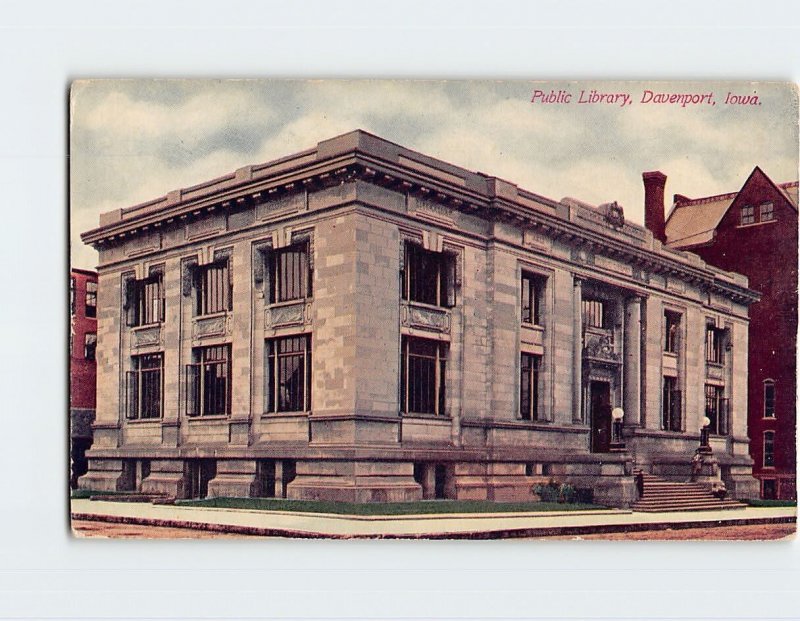 Postcard Public Library, Davenport, Iowa, USA