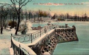 Illinois Peoria Glen Oak Park Fort In Winter Time