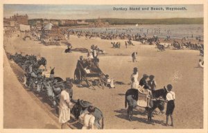 Donkey Stand & Beach, Weymouth, Dorset, England c1920s Vintage Postcard