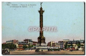 Old Postcard Paris Place de la Bastille and the July Column