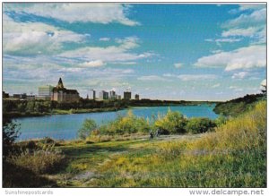 Canada Saskatoon Bike Trails Along The River Bank Panorama