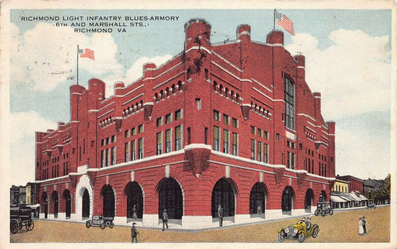 Richmond Light Infantry Blues-Armory, Richmond, VA, early postcard