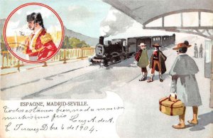 Spain Espagne Madrid Seville Train Station Vintage Postcard AA52837