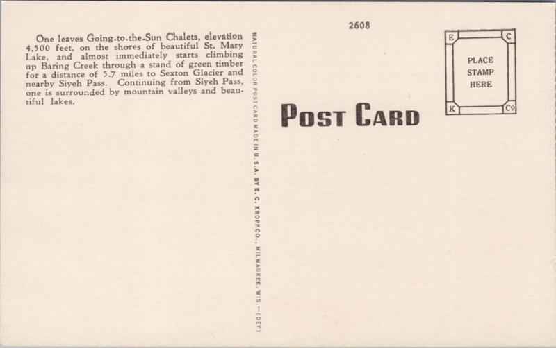 On Trail Going To Sun Chalets Glacier Nation Park Montana MT Unused Postcard E23