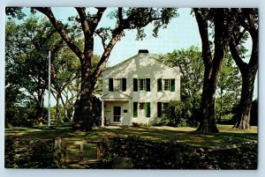 c1950 Old Indian Agency House Building Facade US Flag Portage Wisconsin Postcard