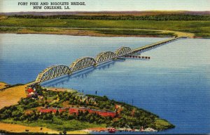 Louisiana New Orleans Fort Pike and Rigolets Bridge Curteich