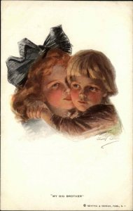 A/S BOILEAU My Big Brother Young Mother w Little Boy c1910 Postcard