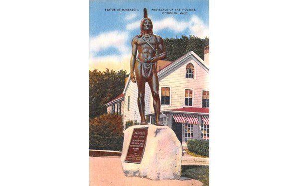 Statue of Massasoit in Plymouth, Massachusetts Protector of the Pilgrims.