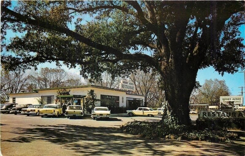 Albany Georgia~Merry Acres Restaurant~US Hwy 82 North~Nice 1950s Cars~Fins~PC