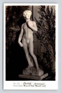 RPPC Glendale California David, Nude Forest Lawn Memorial Park Postcard