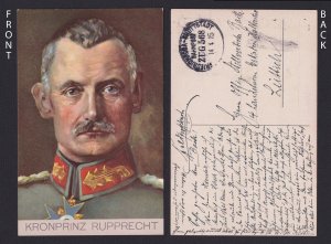 GERMANY, Postcard, Crown Prince Rupprecht of Bavaria, Railway cancellation