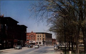 Hamilton New York NY Broad Street Scene Woodie Station Wagon Vintage Postcard