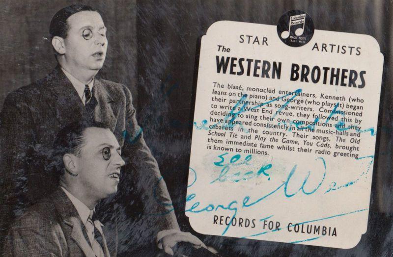 The Western Brothers Columbia Records Publicity Card Hand Signed Photo