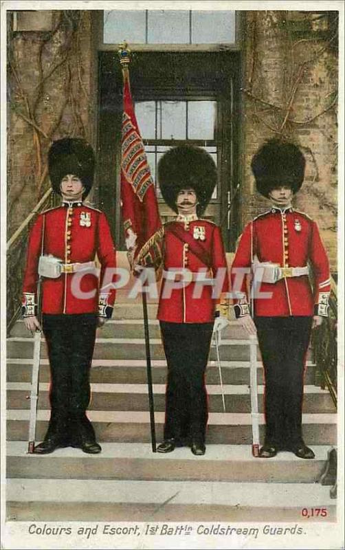 CPA Colours and escort 1st battin coldstream guards Militaria