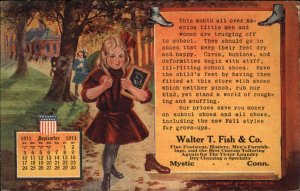 Mystic Connecticut Walter T. Fish Co Advertising Clothing Little Girl Postcard
