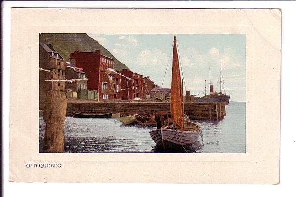 Old Quebec, Sailboat, Dock, Series Card
