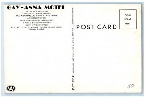 c1970's Gay-Anna Motel Palm Trees Jacksonville Beach Florida FL Posted Postcard