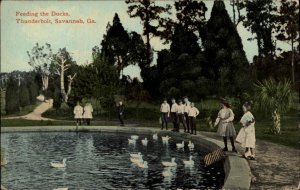 Savannah Georgia GA Thunderbolt Feeding the Ducks c1910 Vintage Postcard