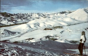 Sun Valley Idaho Snowy Ski SceneUnion Oil Co Advert c1950-60s Vintage Postcard