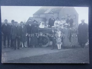 Lincolnshire WEST ASHBY Wedding Group Portrait BRIDE & GROOM Wedding Car Old RP