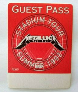 Metallica Backstage Pass Original 1992 Hard Rock Heavy Metal Music Tour Red