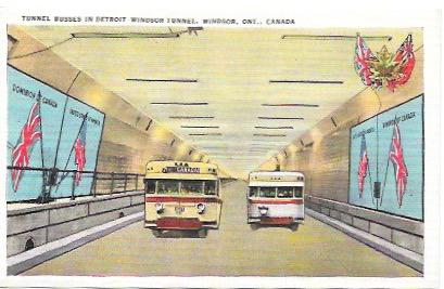 Tunnel Buses in Detroit-Windsor Tunnel, Windsor, Ontario, Canada.